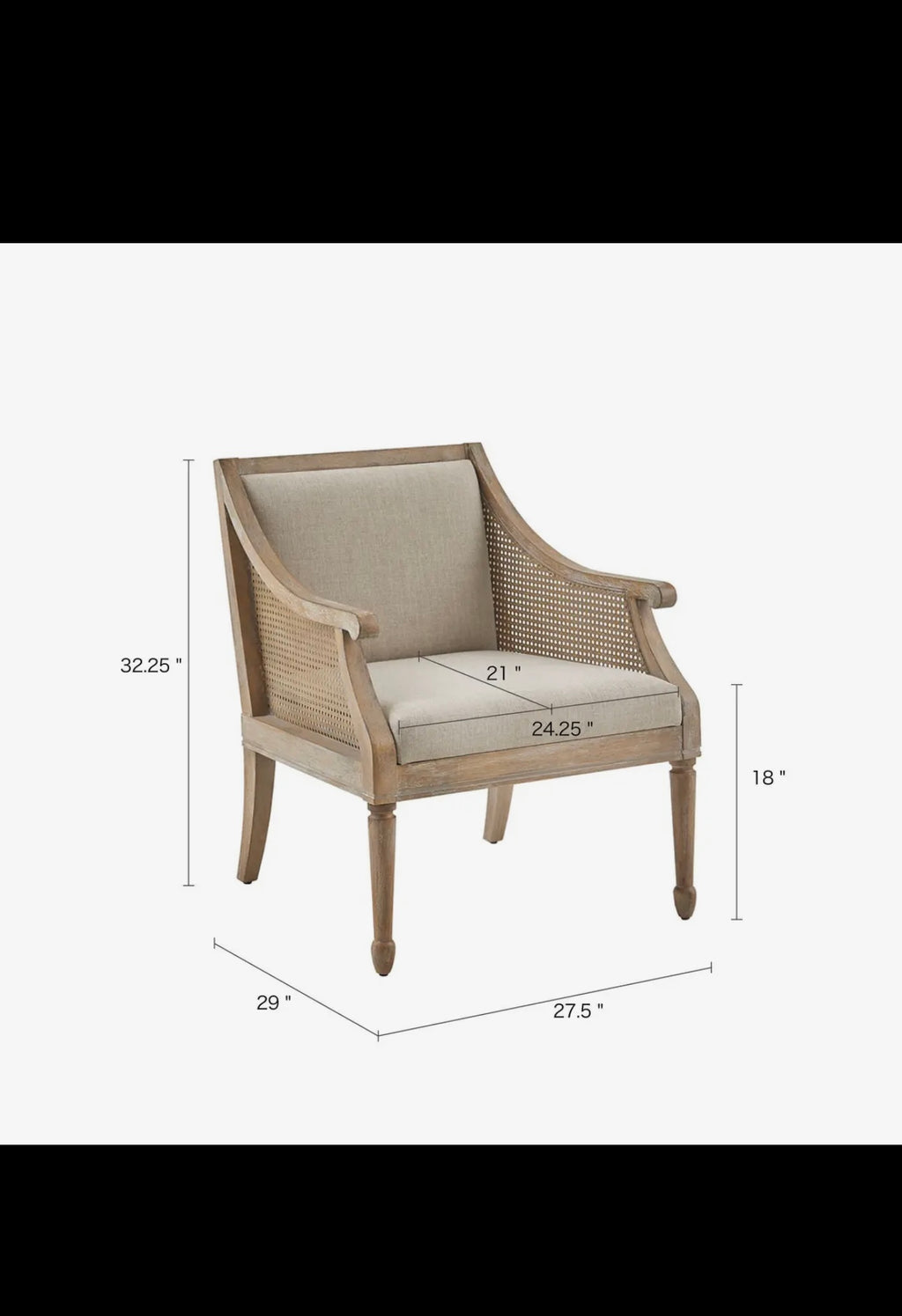 Rustic Reclaimed Farmhouse Crane Arm Accent Chair, Natural