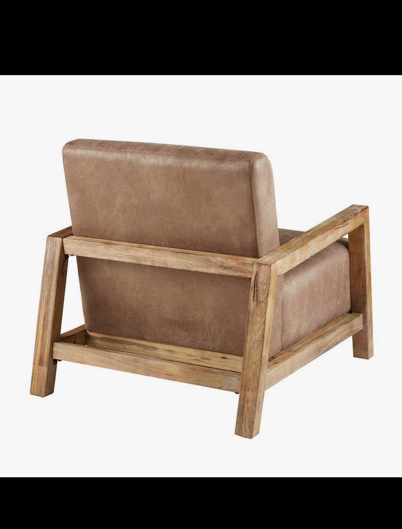 Mid-Century Modern Wood & PU Leather Accent Chair