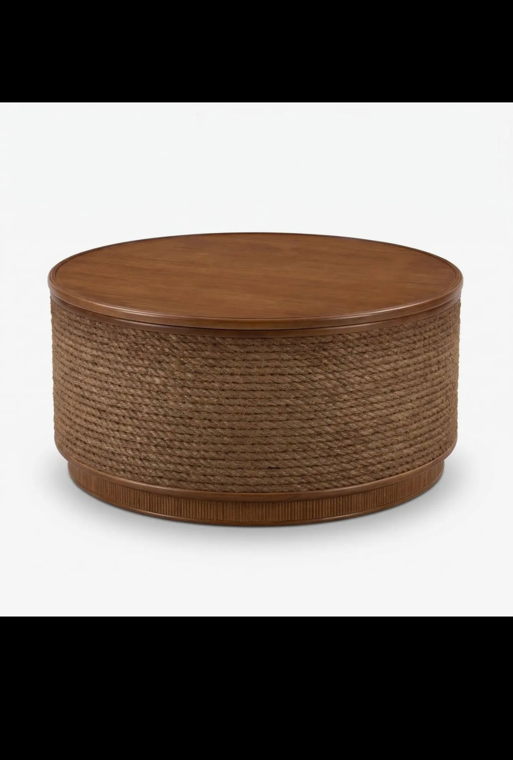 Cremona 31.5" Round Woven Coffee Table with Hidden Storage
