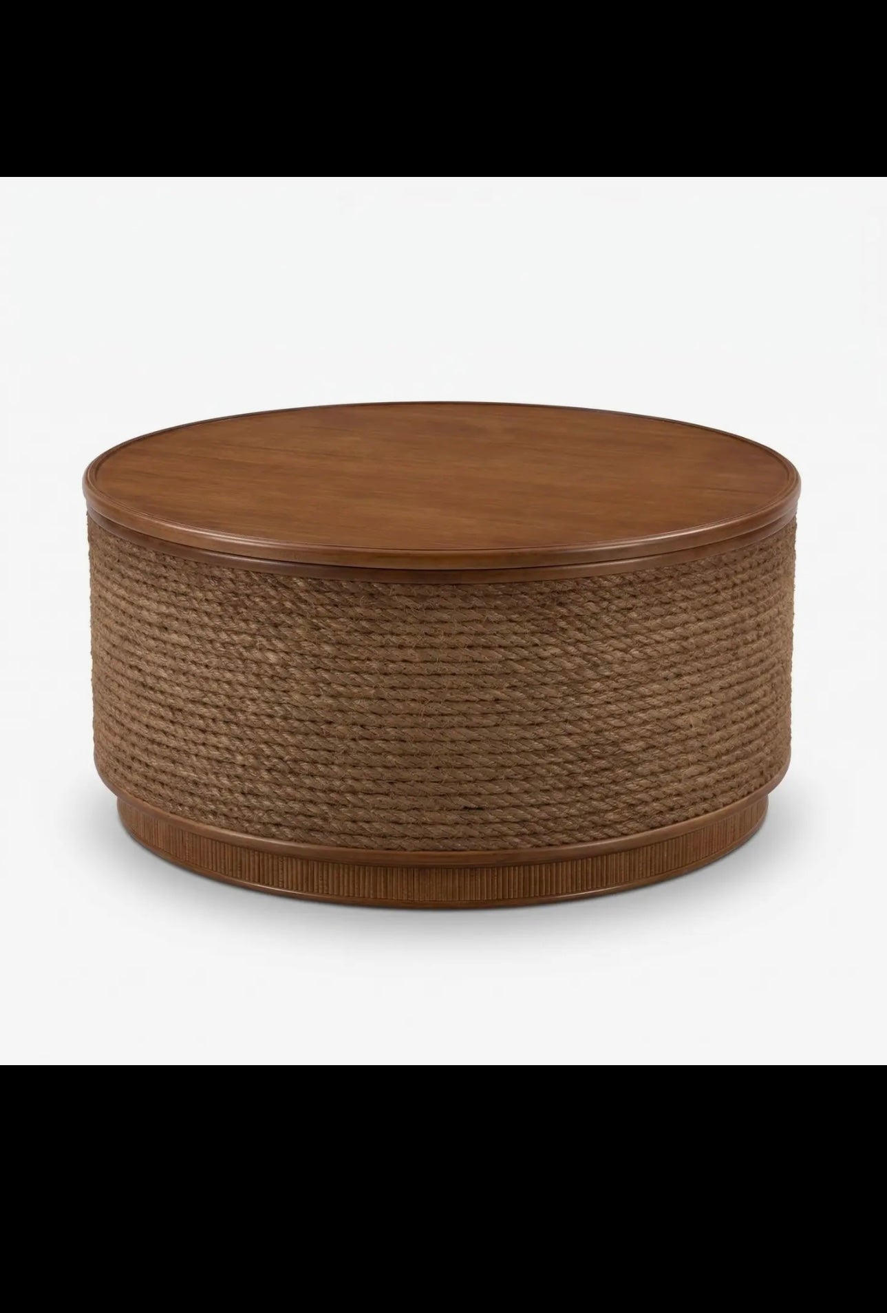 Cremona 31.5" Round Woven Coffee Table with Hidden Storage