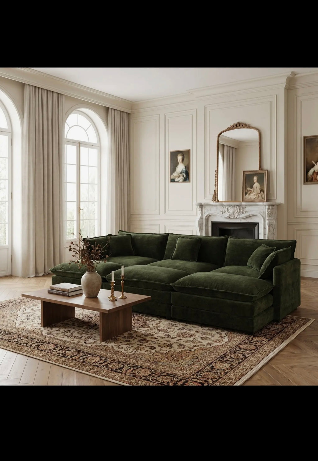 Fremont 112" 6-Piece Modular Chenille
Upholstered Sectional Sofa with ottomans