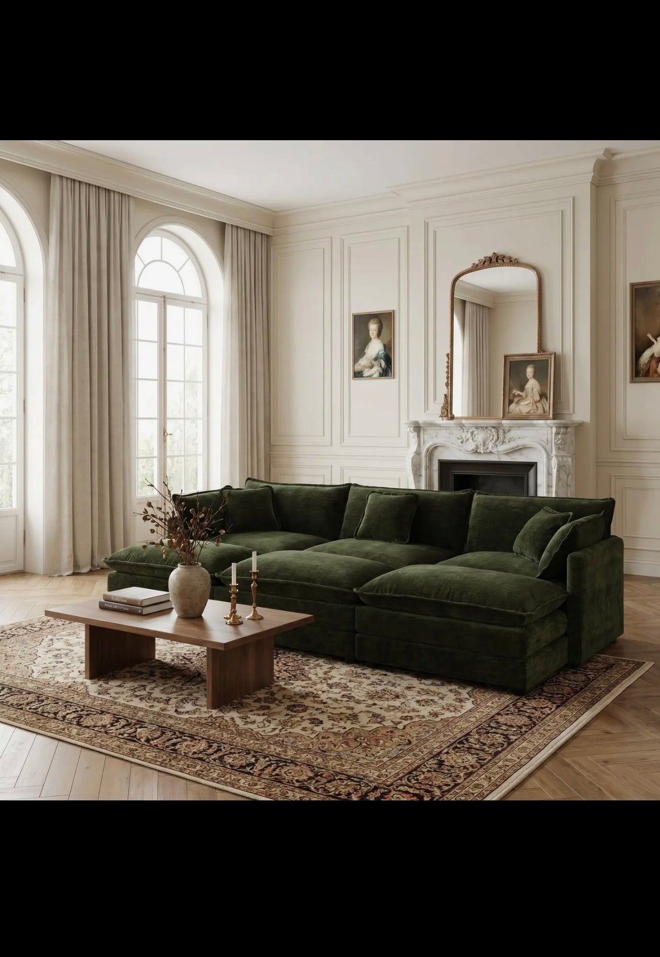 Fremont 112" 6-Piece Modular Chenille
Upholstered Sectional Sofa with ottomans