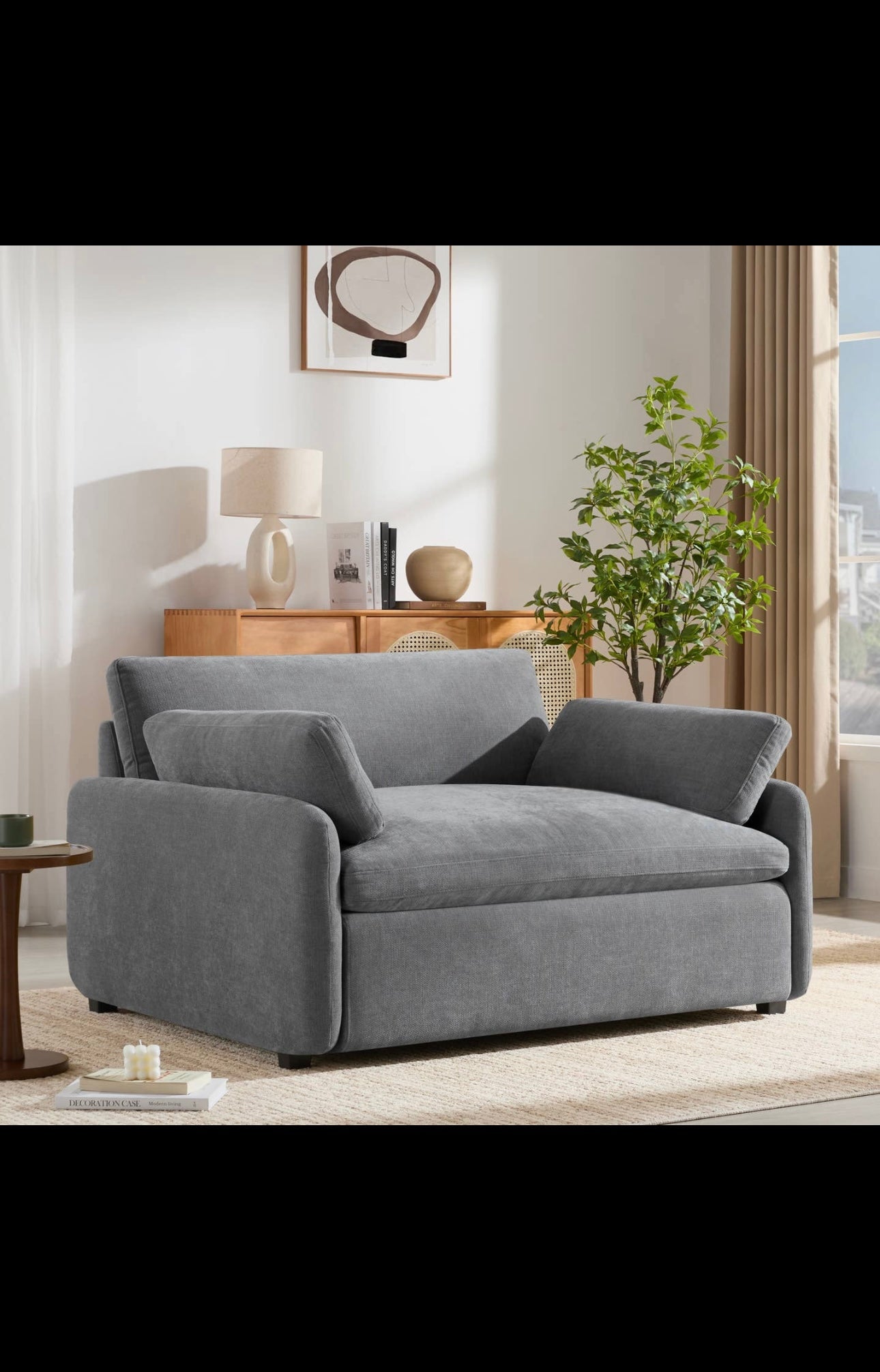 Oversized Chenille Accent Chair with Pillows 4 Colors