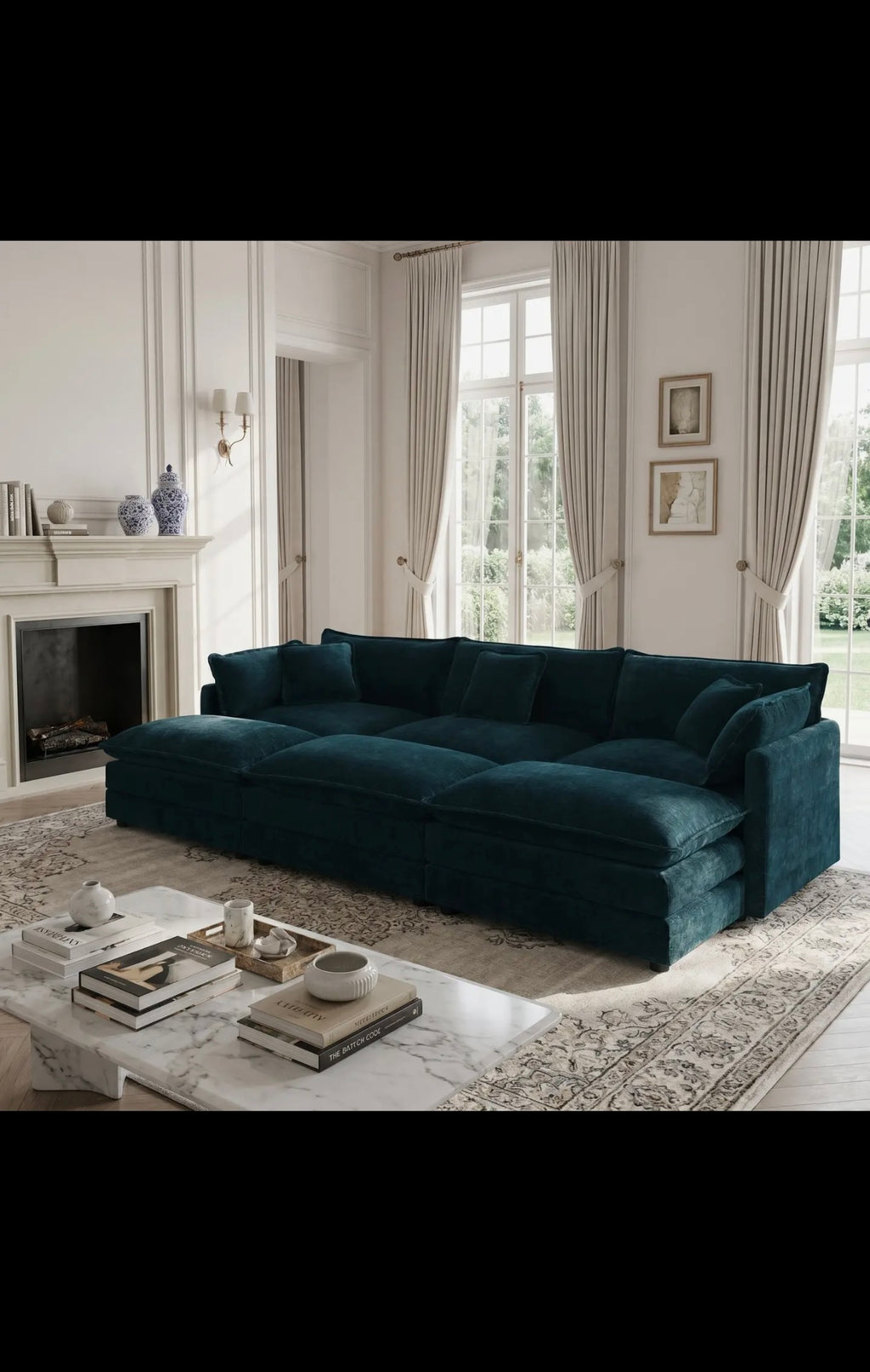 Fremont 112" 6-Piece Modular Chenille
Upholstered Sectional Sofa with ottomans