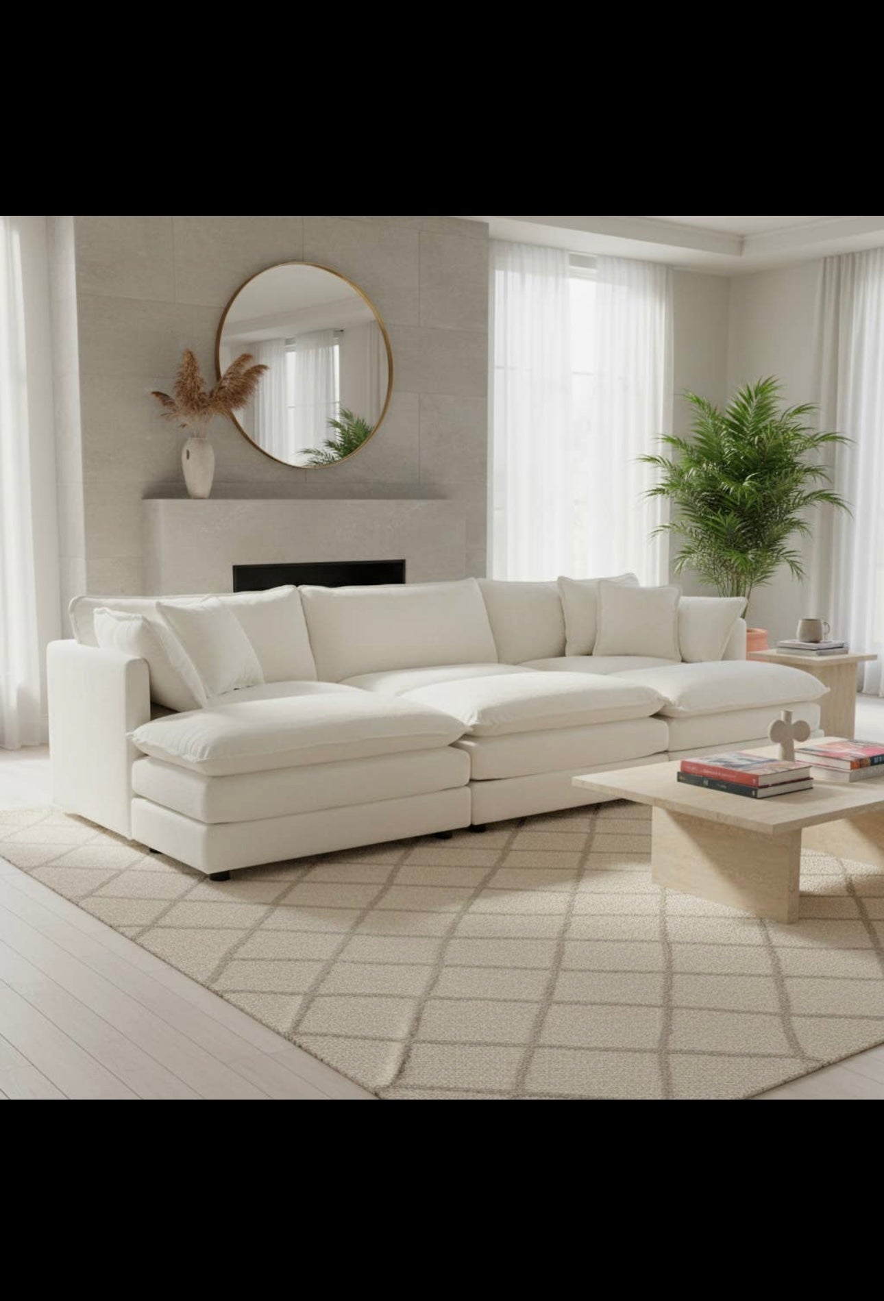 Fremont 112" 6-Piece Modular Chenille
Upholstered Sectional Sofa with ottomans