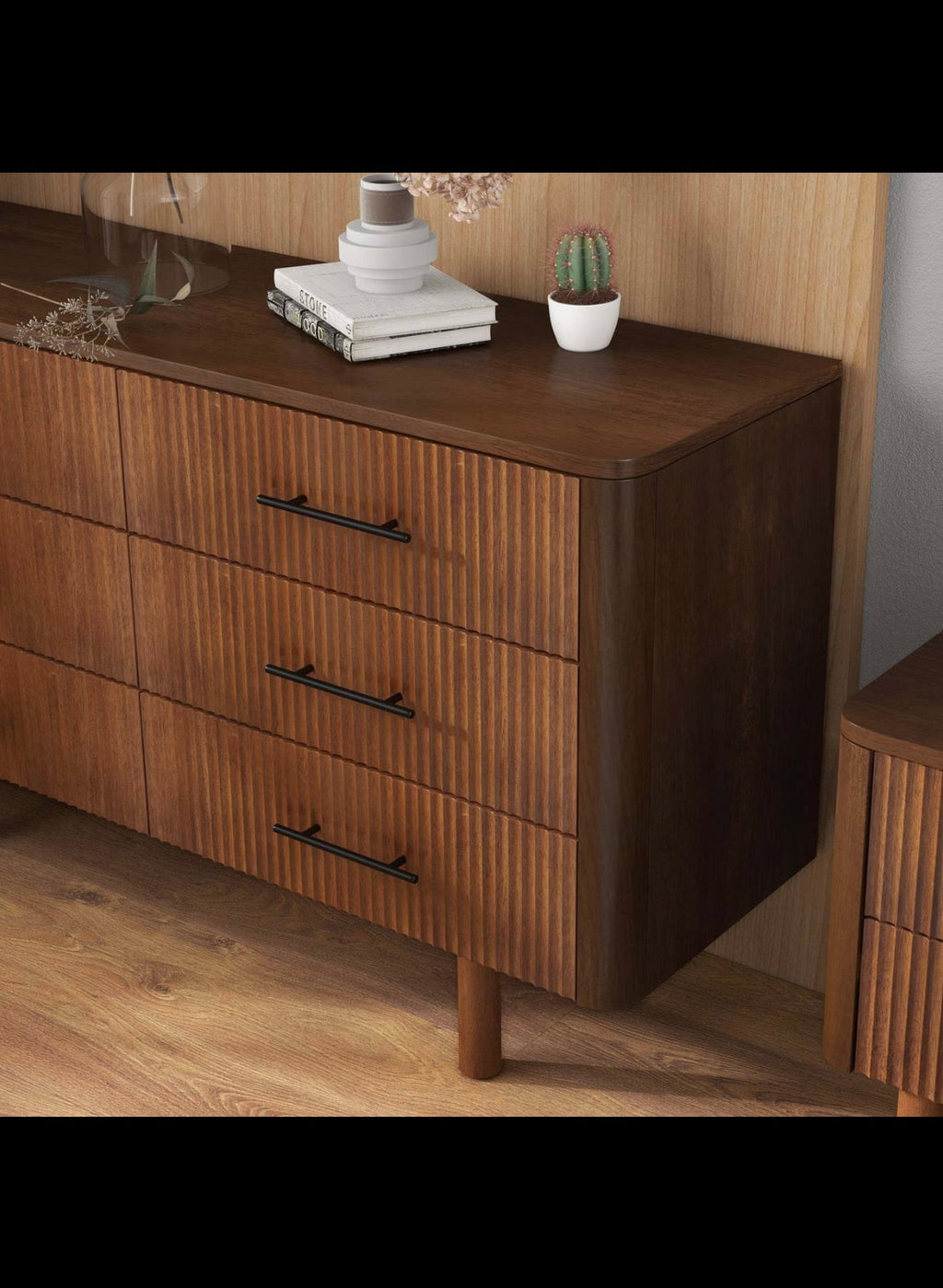 Logan Mid Century Walnut Dresser with
6 Drawers