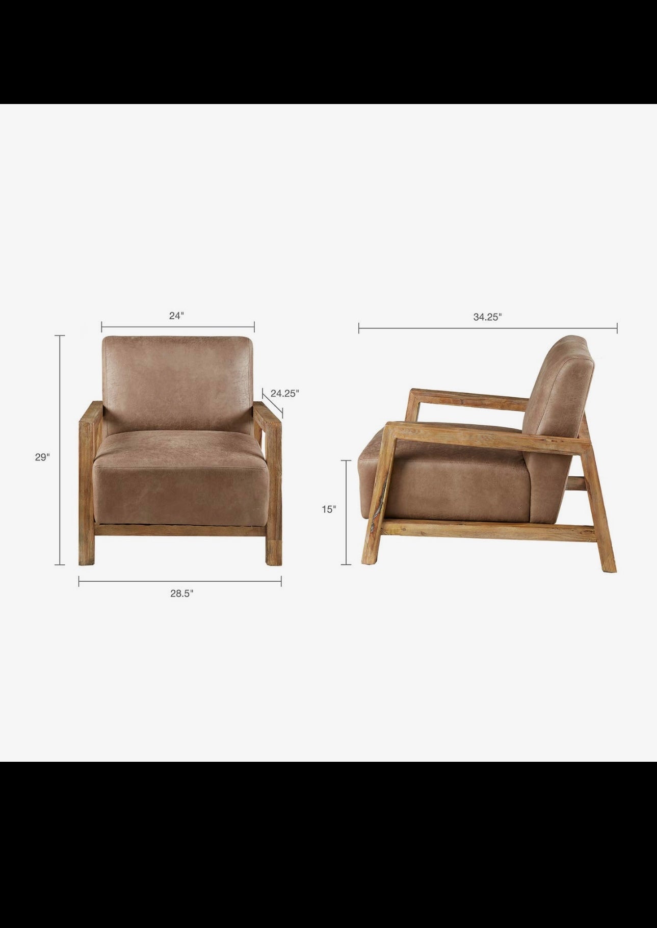 Mid-Century Modern Wood & PU Leather Accent Chair