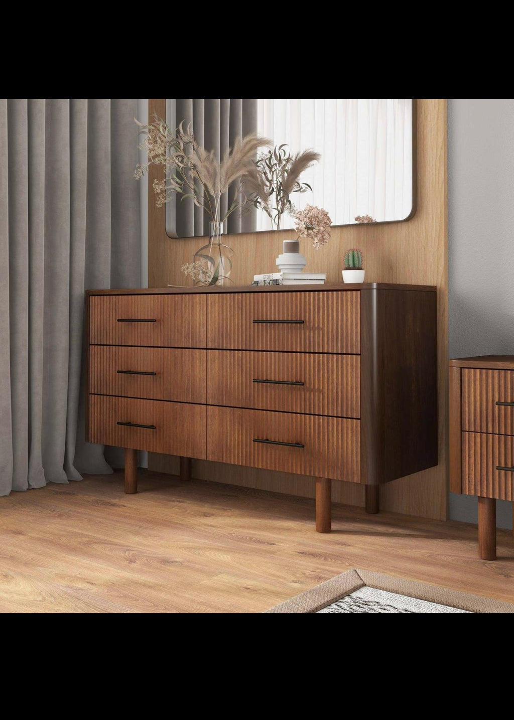 Logan Mid Century Walnut Dresser with
6 Drawers