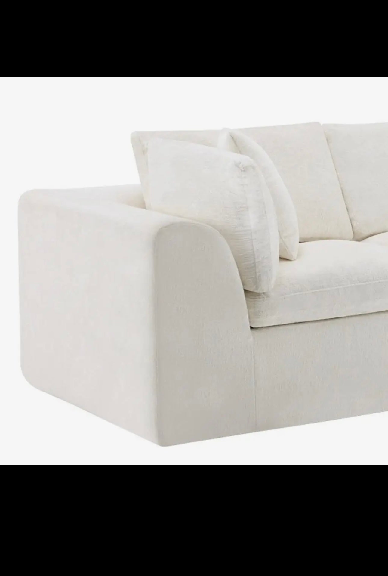138" Beige Chenille Modular Sofa with Toss Pillows