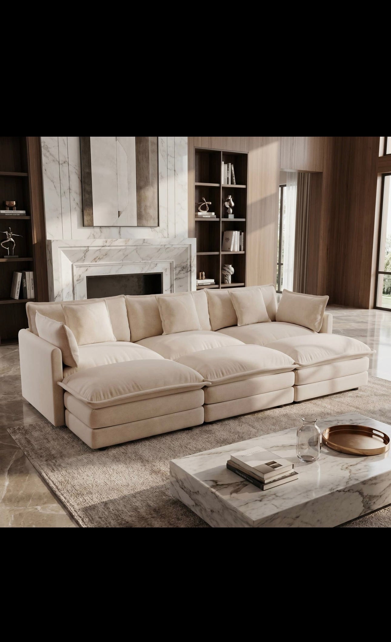 Fremont 112" 6-Piece Modular Chenille
Upholstered Sectional Sofa with ottomans
