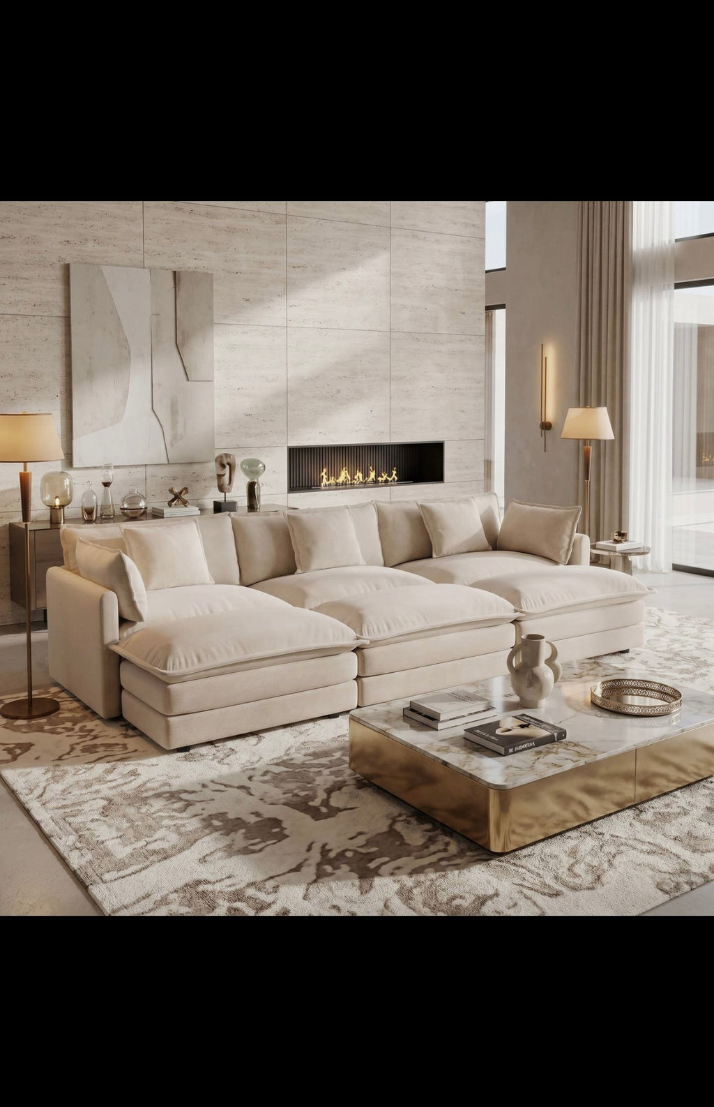 Fremont 112" 6-Piece Modular Chenille
Upholstered Sectional Sofa with ottomans
