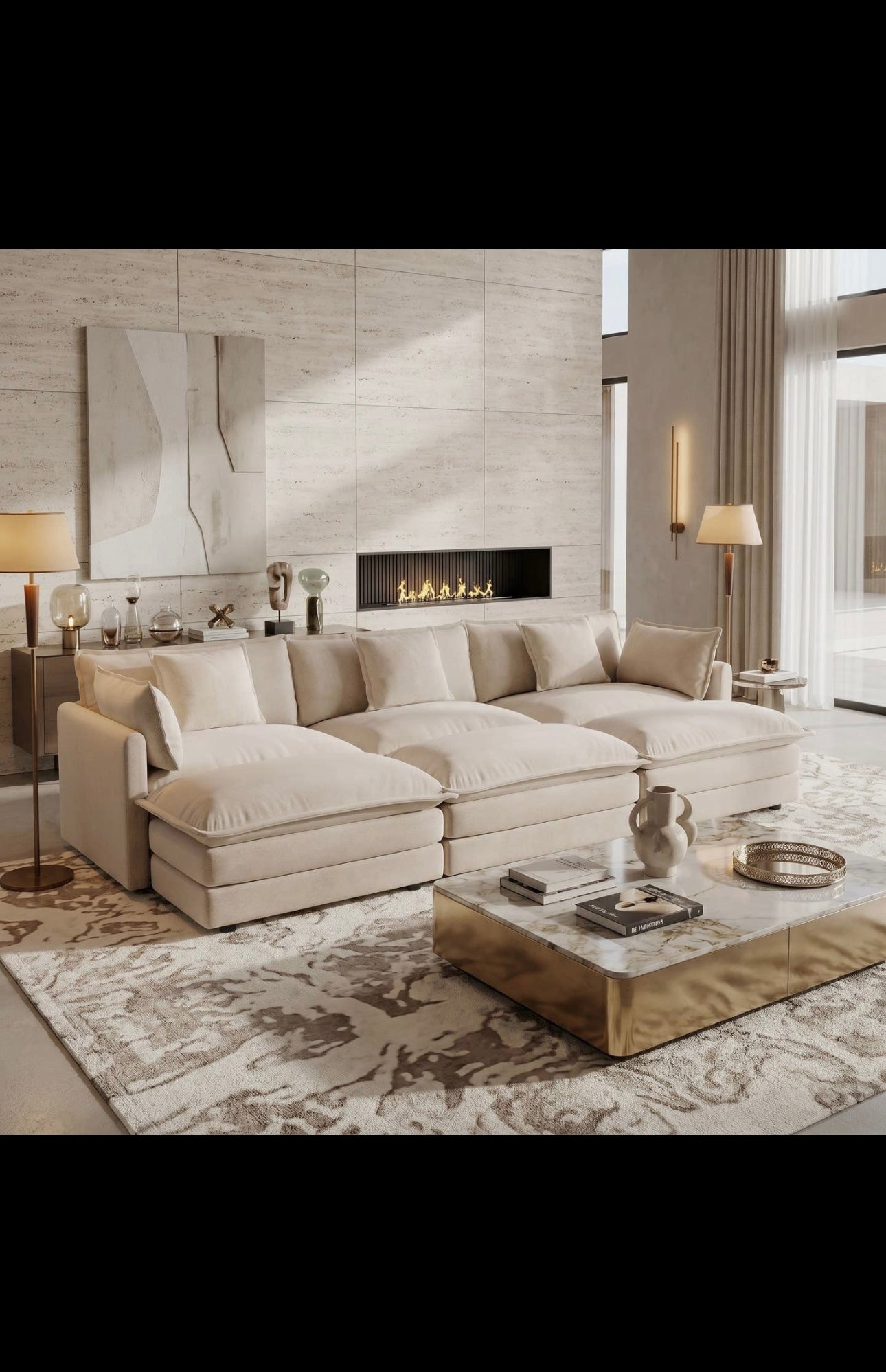 Fremont 112" 6-Piece Modular Chenille
Upholstered Sectional Sofa with ottomans