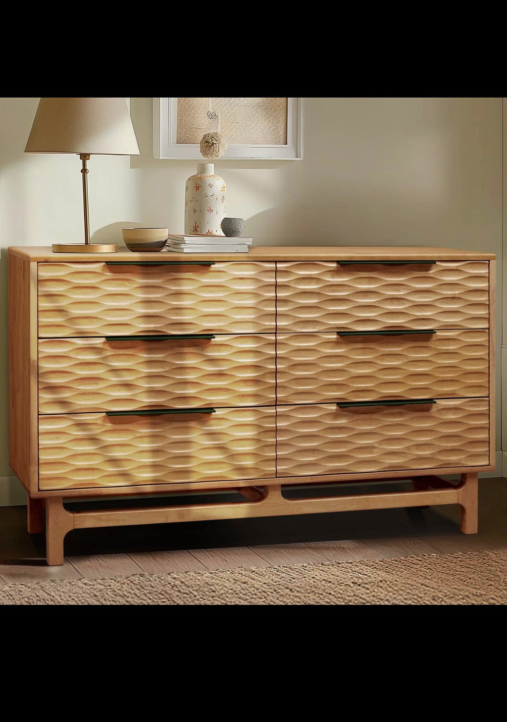 Elara Solid Wood Dresser with 6 Drawers