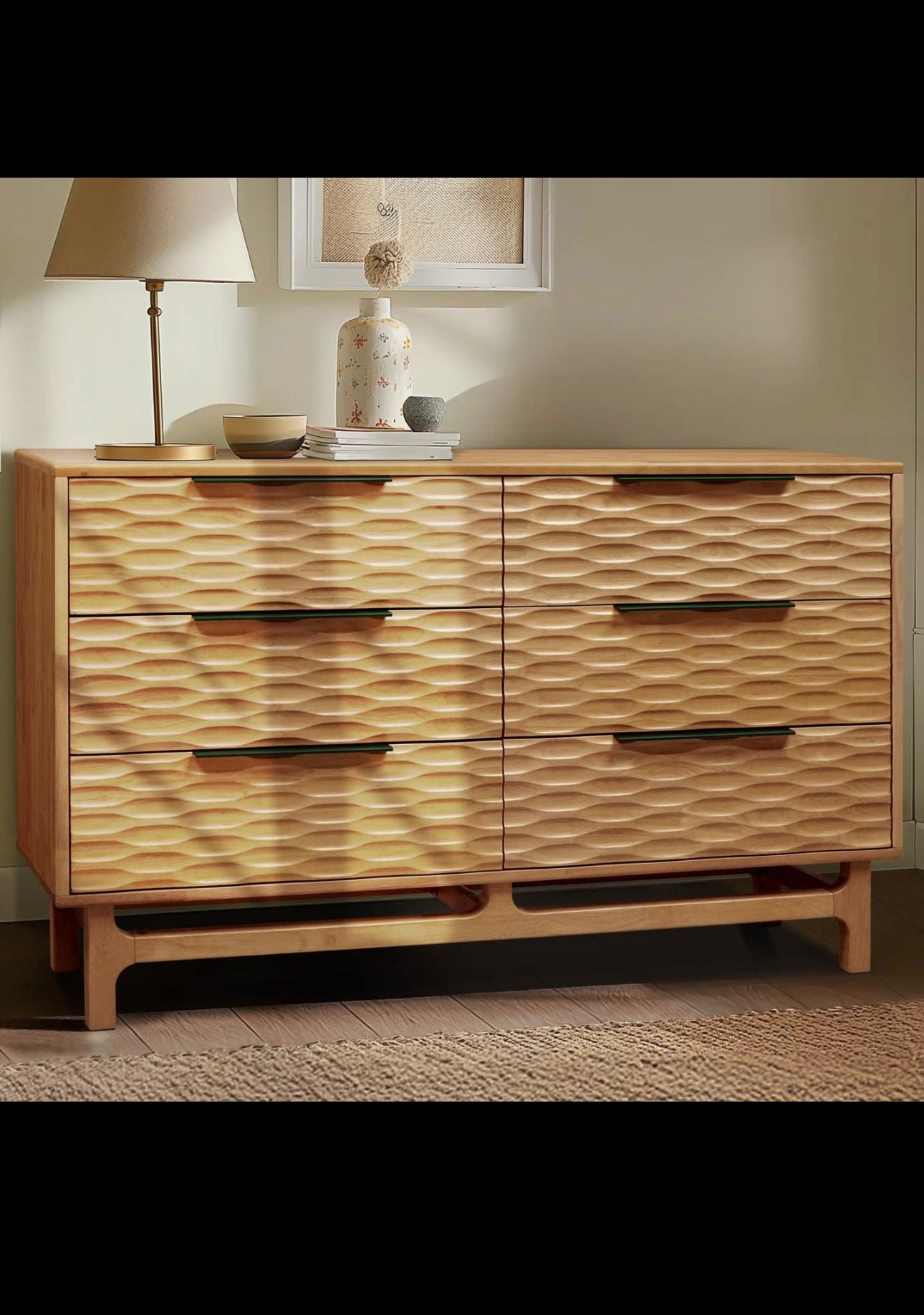 Elara Solid Wood Dresser with 6 Drawers