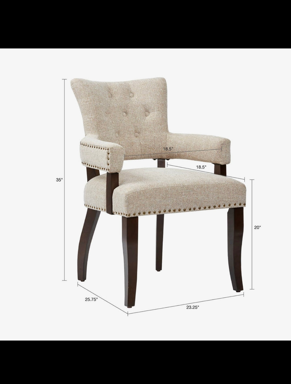 [Set of 2] Multi-Hued Armed Dining Chair, Cream