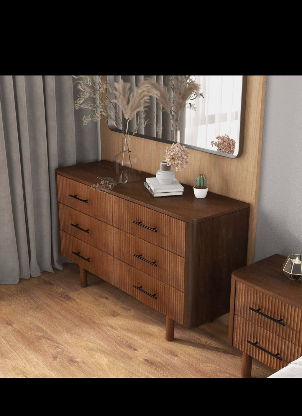 Logan Mid Century Walnut Dresser with
6 Drawers