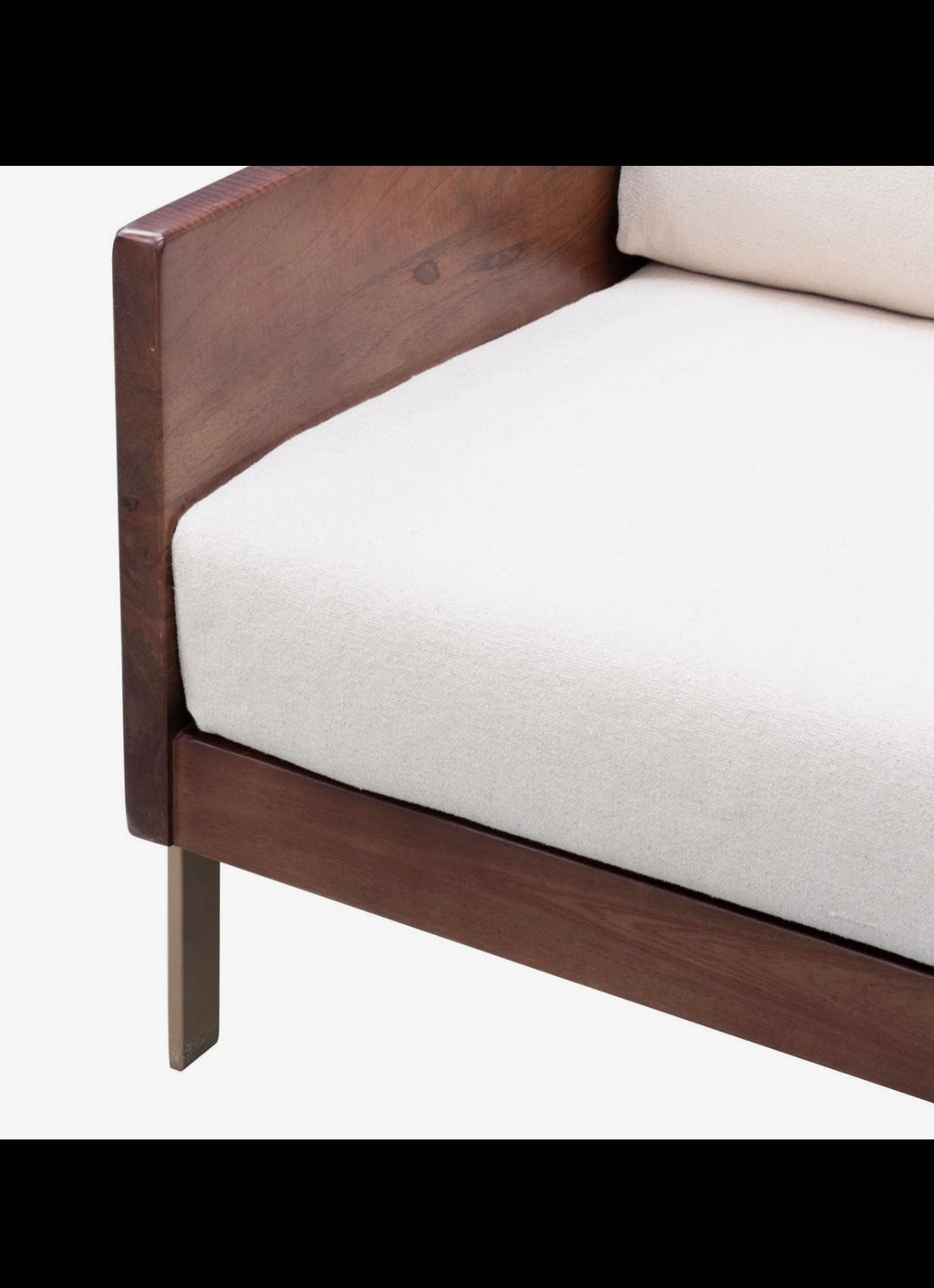 31" White Brown and Gold Top Grain Leather Arm Chair