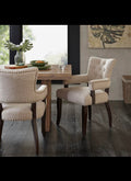 [Set of 2] Multi-Hued Armed Dining Chair, Cream
