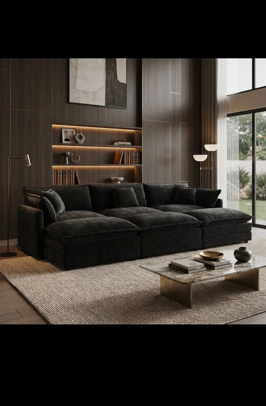 Fremont 112" 6-Piece Modular Chenille
Upholstered Sectional Sofa with ottomans