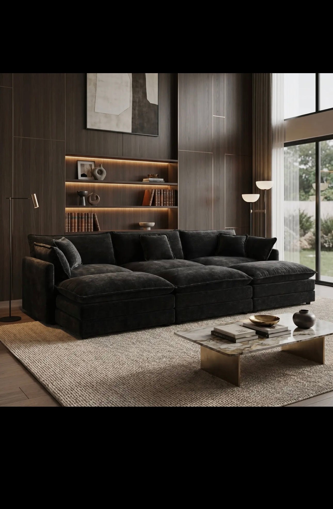 Fremont 112" 6-Piece Modular Chenille
Upholstered Sectional Sofa with ottomans