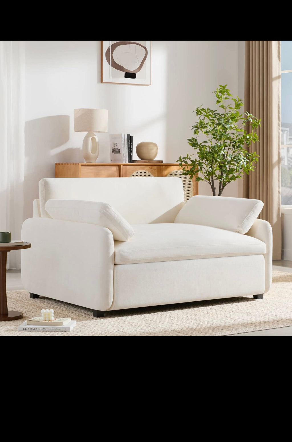 Oversized Chenille Accent Chair with Pillows 4 Colors