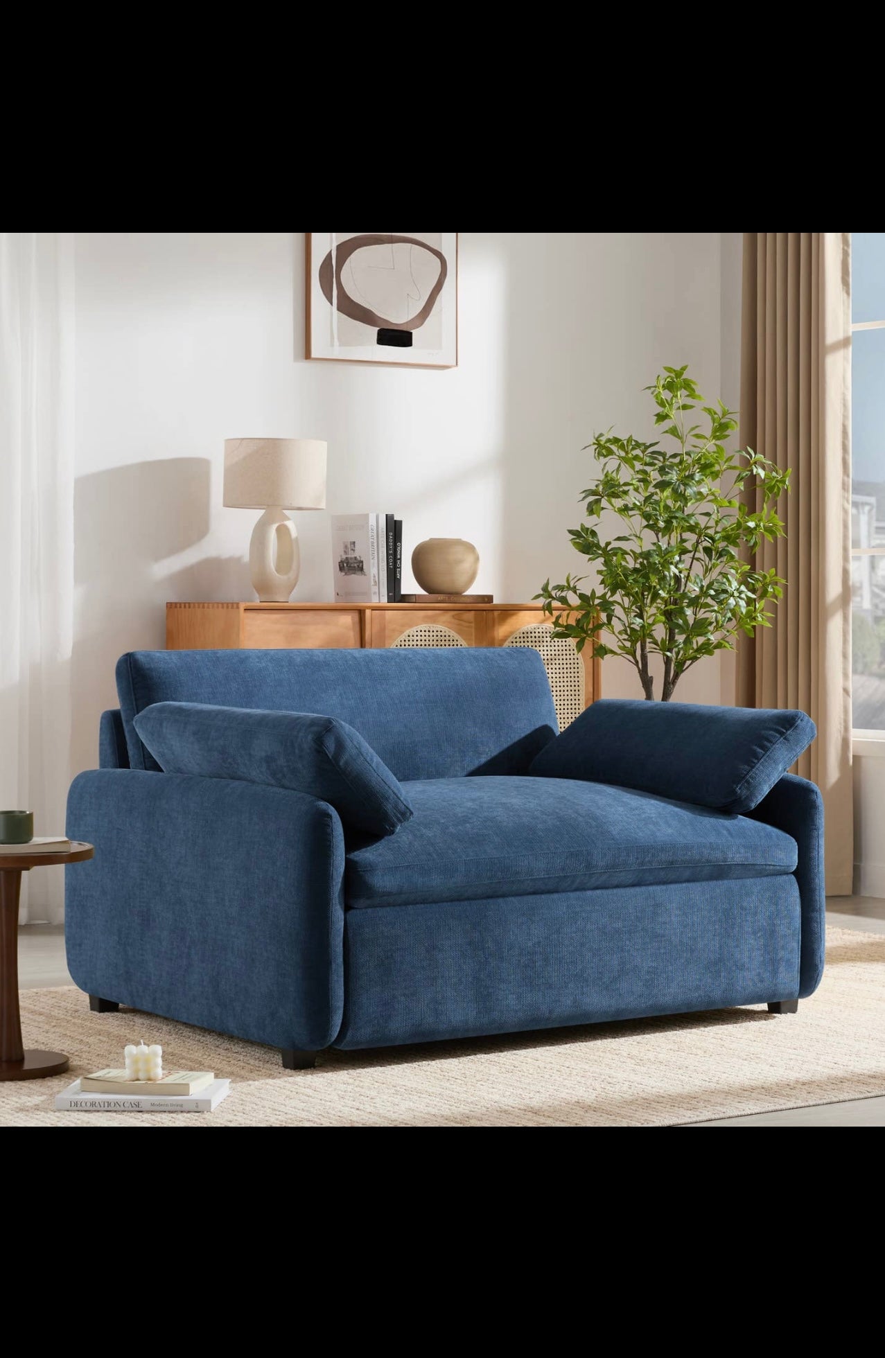 Oversized Chenille Accent Chair with Pillows 4 Colors