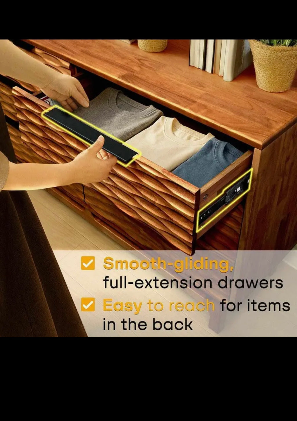 Elara Solid Wood Dresser with 6 Drawers