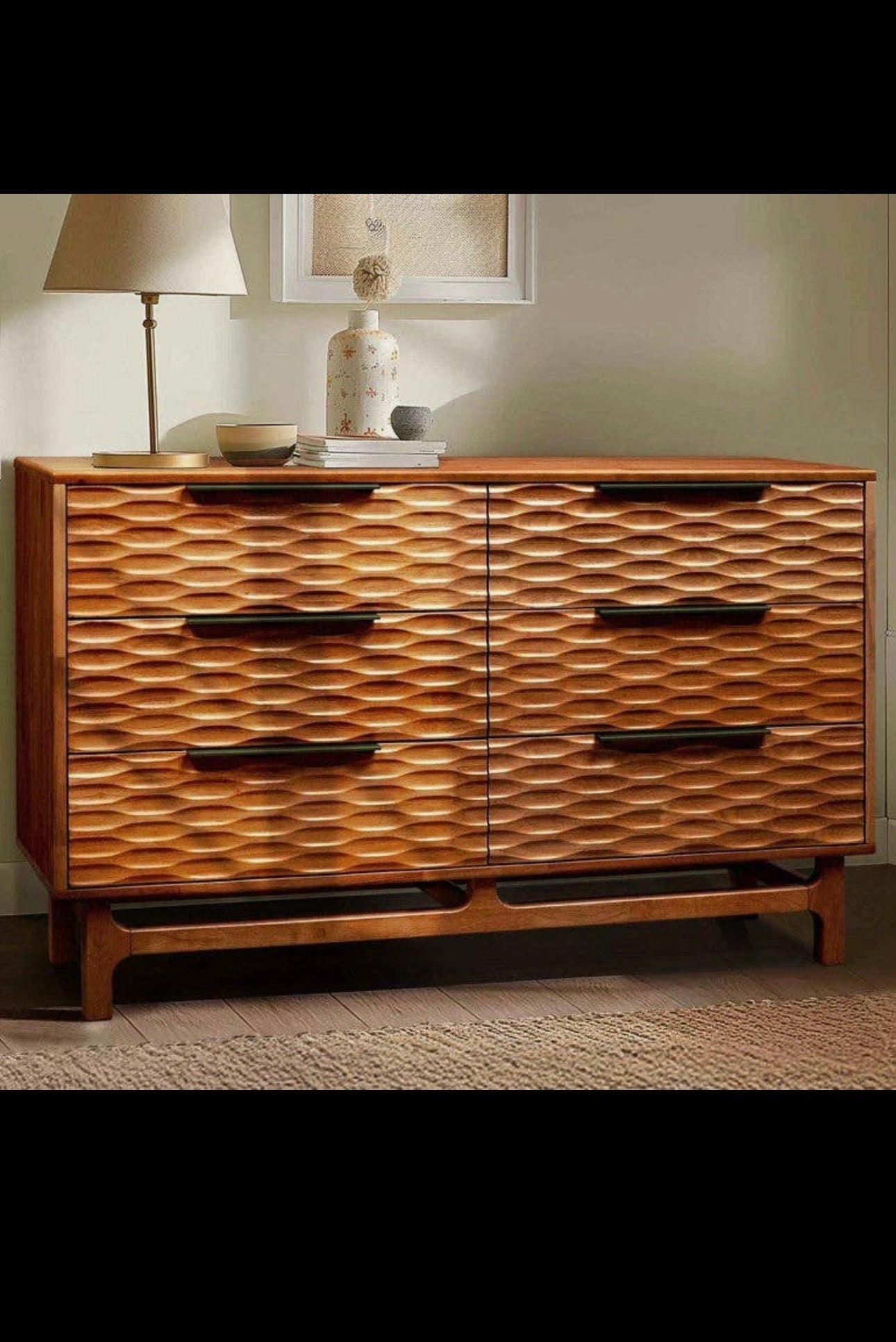 Elara Solid Wood Dresser with 6 Drawers