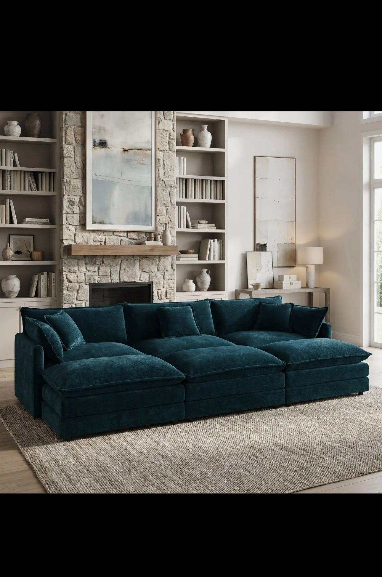 Fremont 112" 6-Piece Modular Chenille
Upholstered Sectional Sofa with ottomans