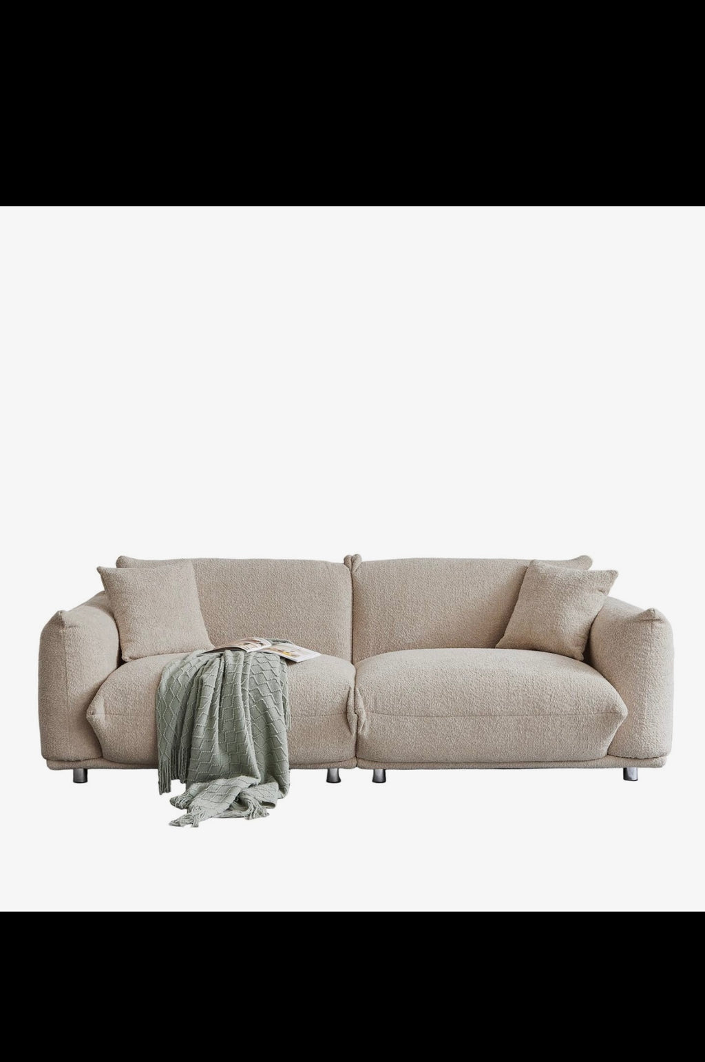 Oversized Loveseat Sofa For Living Room, Sherpa Sofa with Metal Legs