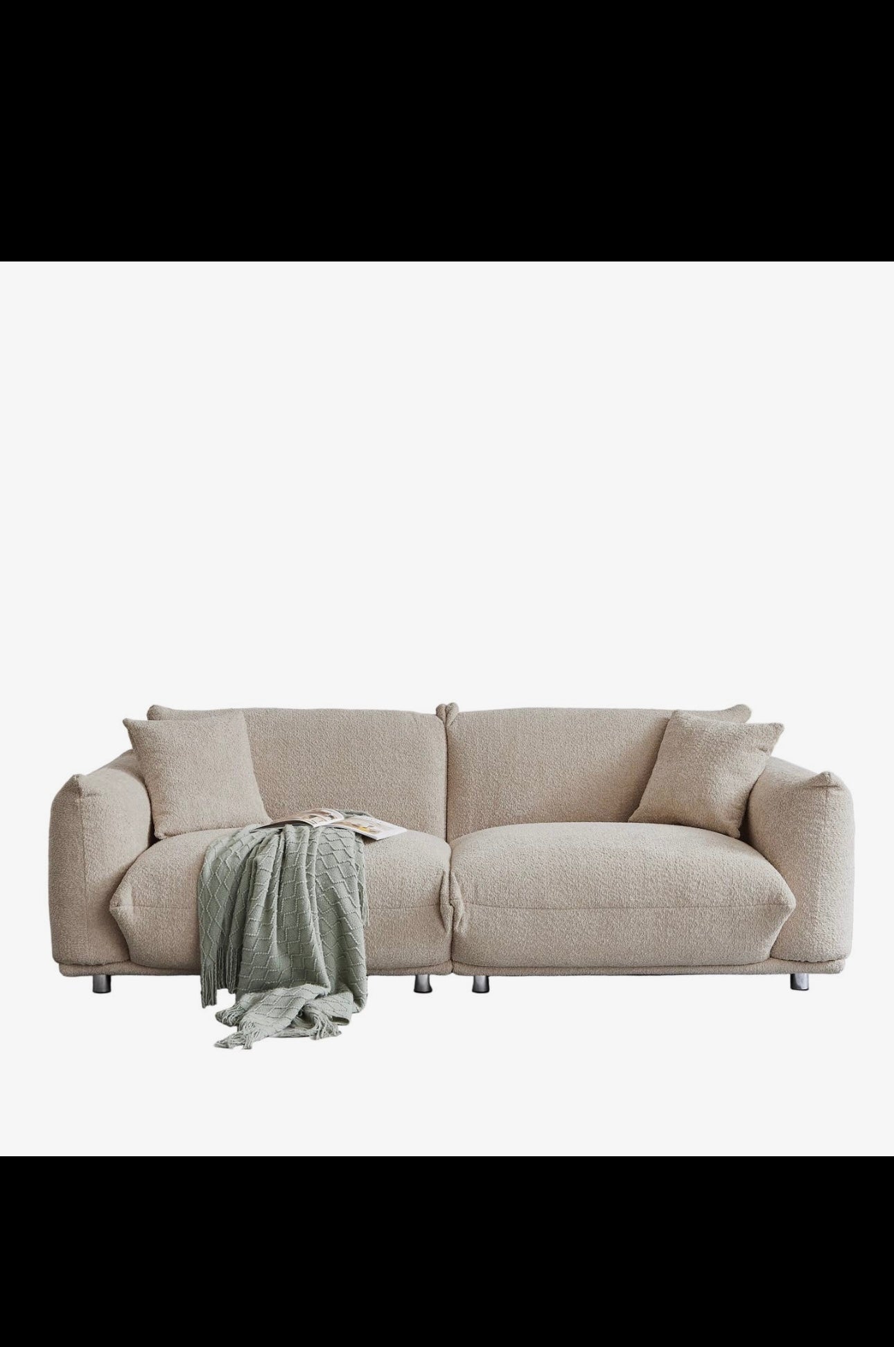 Oversized Loveseat Sofa For Living Room, Sherpa Sofa with Metal Legs