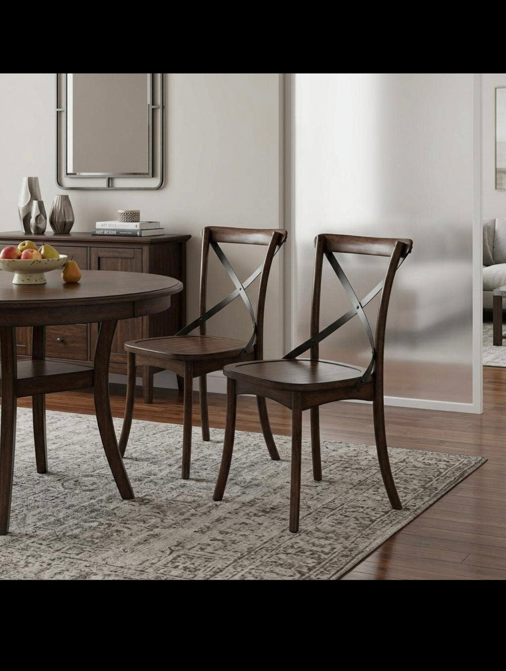 Set of Two Brown Cross Back Dining
Side Chairs