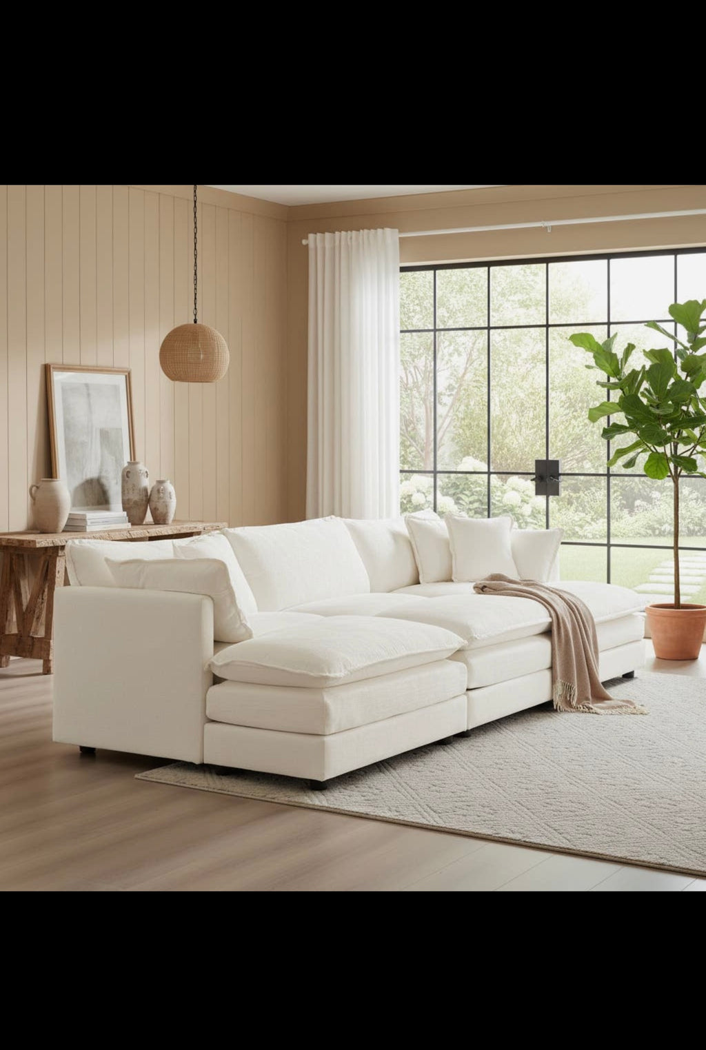 Fremont 112" 6-Piece Modular Chenille
Upholstered Sectional Sofa with ottomans