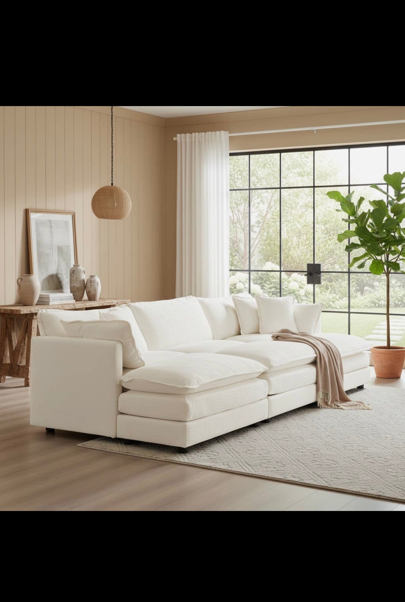 Fremont 112" 6-Piece Modular Chenille
Upholstered Sectional Sofa with ottomans