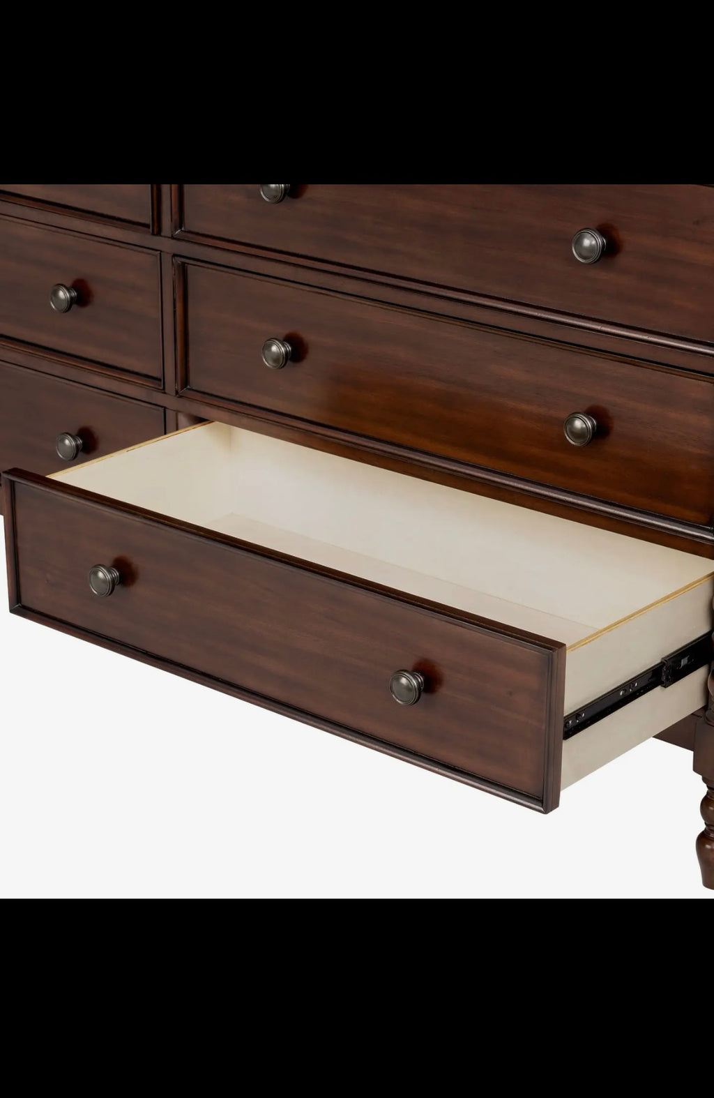 70 in 6-Drawer Spindle Wood Dresser, Morocco Brown