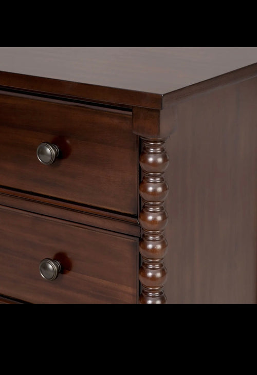 70 in 6-Drawer Spindle Wood Dresser, Morocco Brown