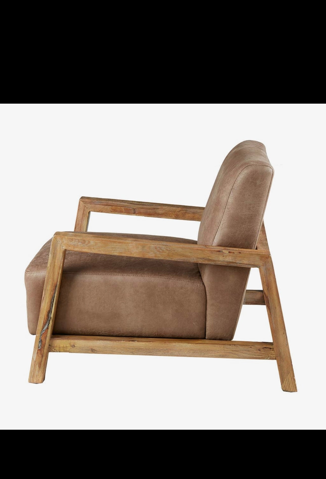 Mid-Century Modern Wood & PU Leather Accent Chair