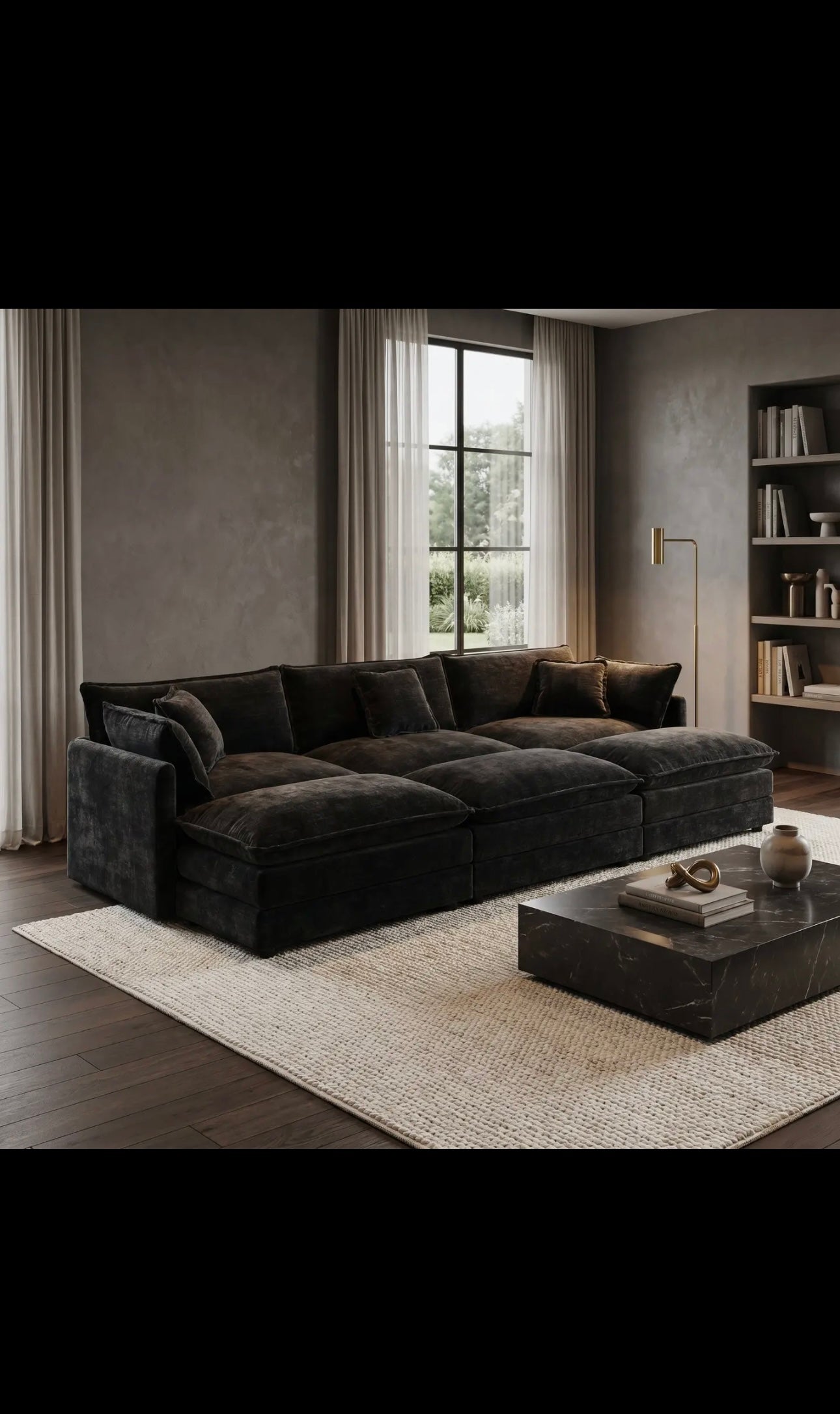 Fremont 112" 6-Piece Modular Chenille
Upholstered Sectional Sofa with ottomans