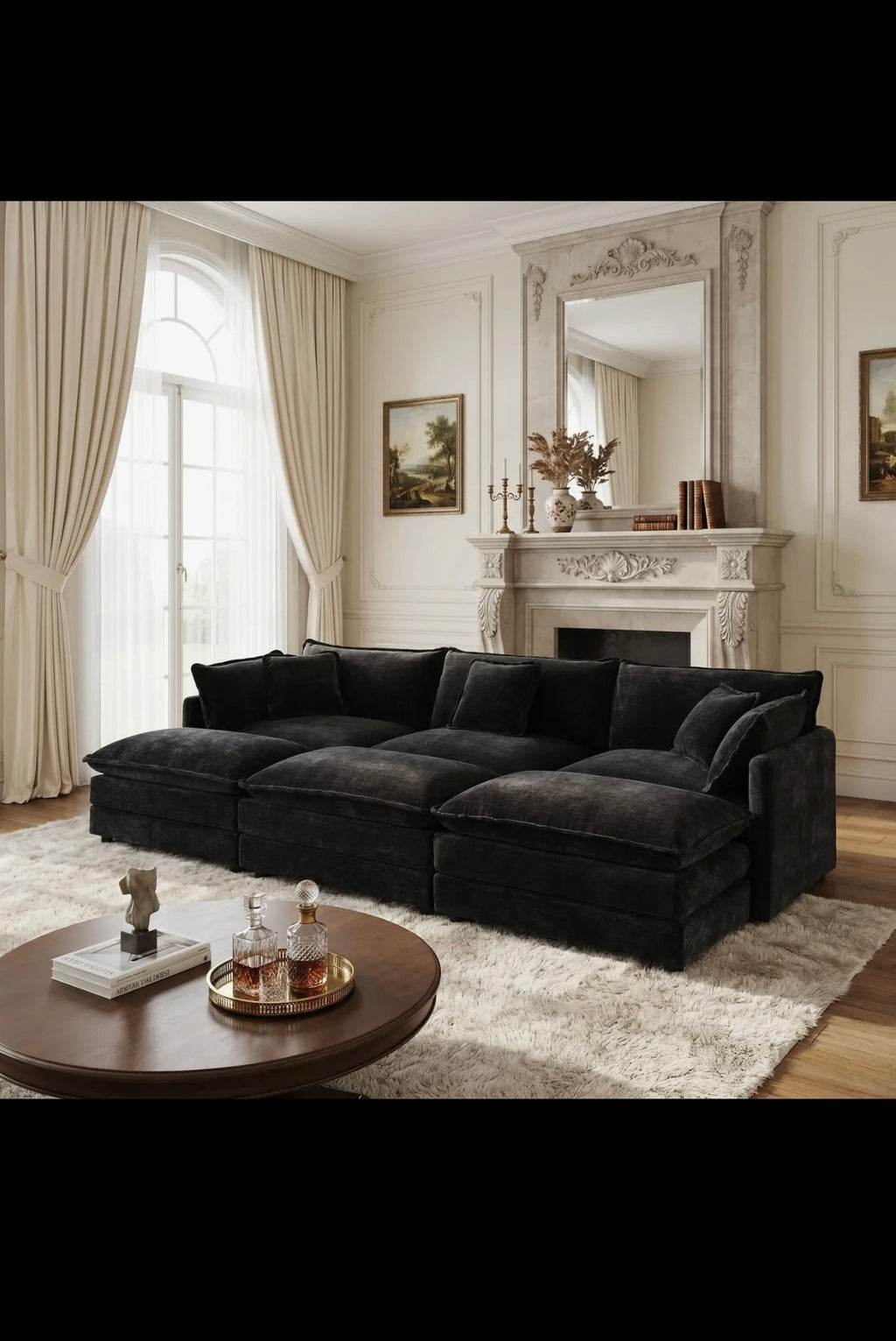 Fremont 112" 6-Piece Modular Chenille
Upholstered Sectional Sofa with ottomans