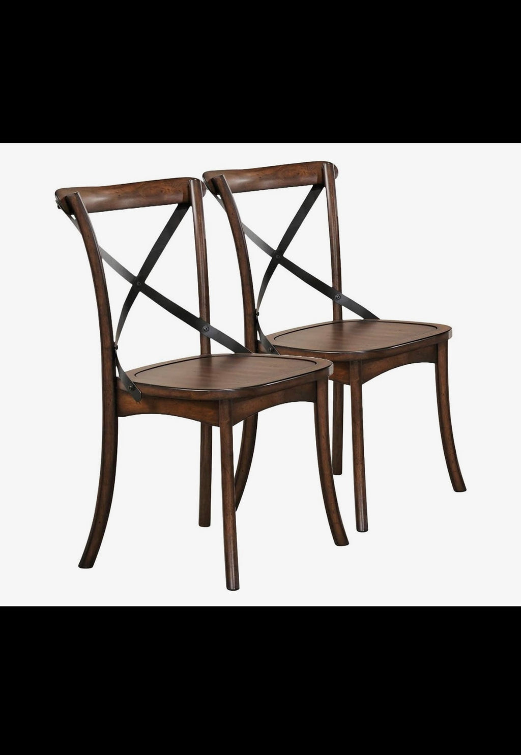 Set of Two Brown Cross Back Dining
Side Chairs