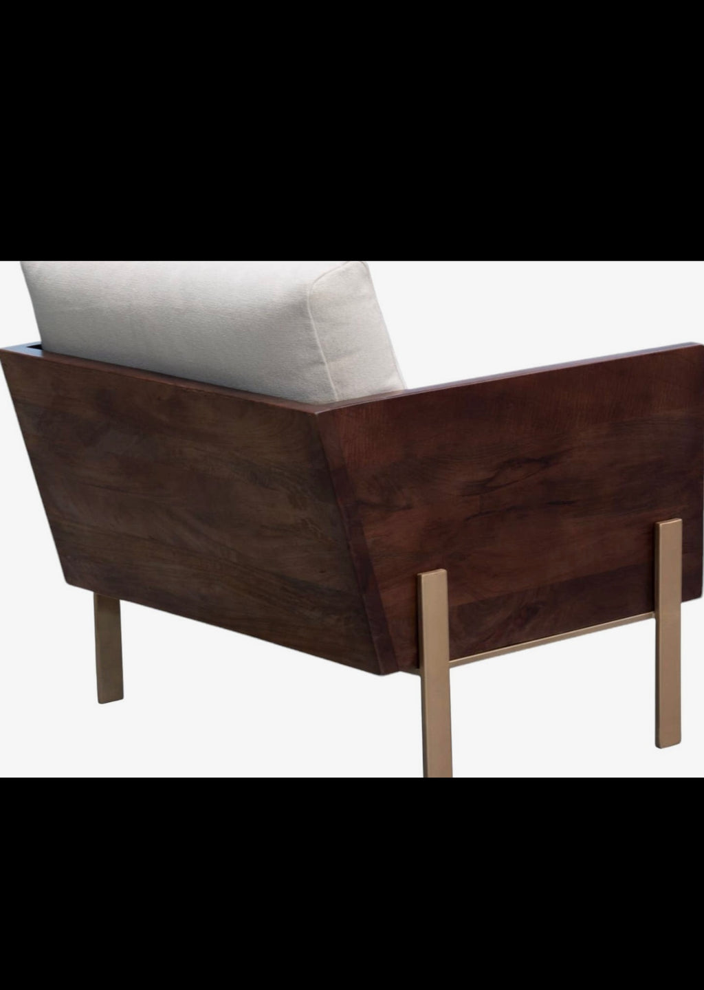31" White Brown and Gold Top Grain Leather Arm Chair