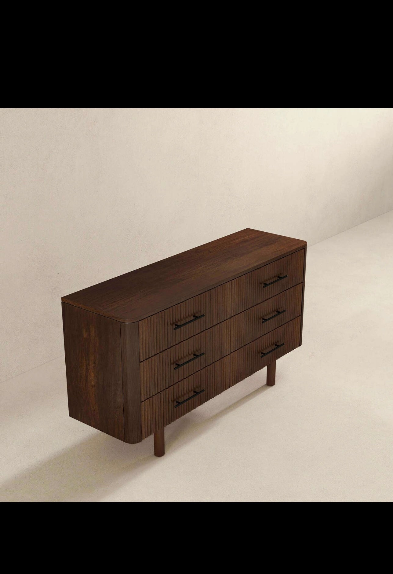 Logan Mid Century Walnut Dresser with
6 Drawers
