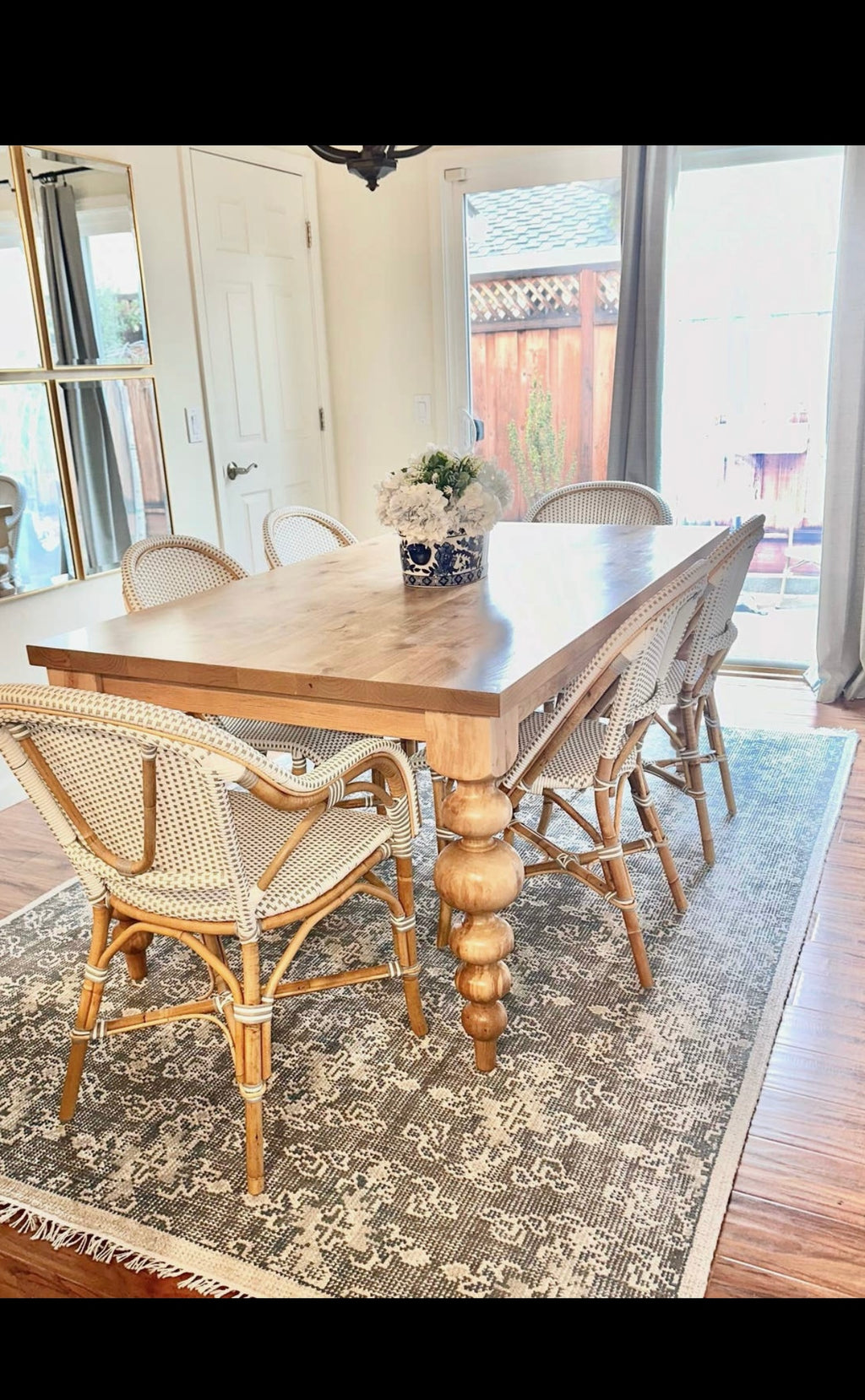 Pine Alice Turned Leg Dining Table - Natural