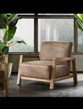 Mid-Century Modern Wood & PU Leather Accent Chair
