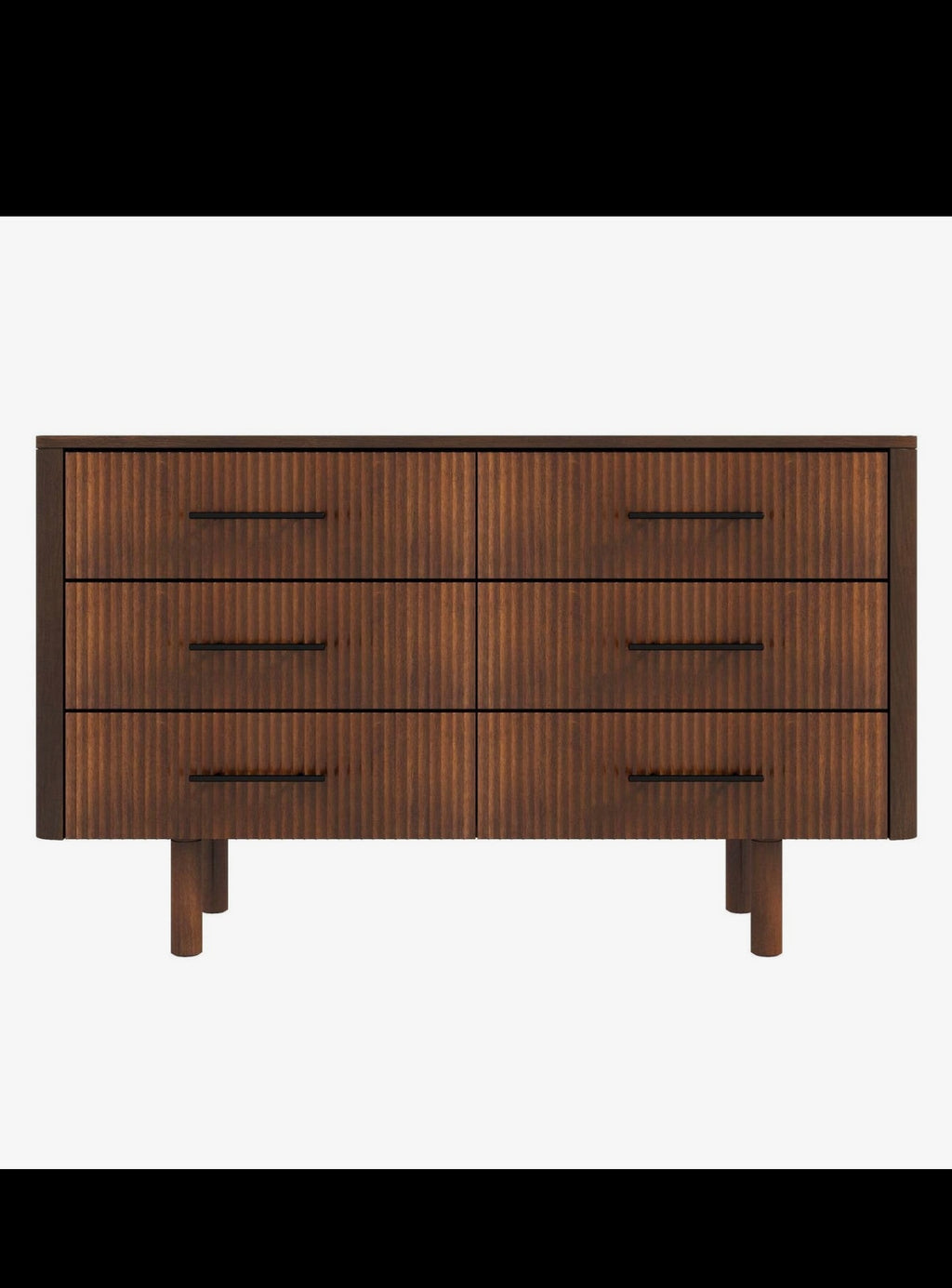 Logan Mid Century Walnut Dresser with
6 Drawers